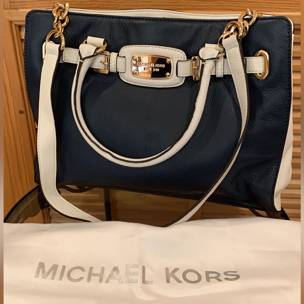 Michael Kors Navy & White Hamilton Handbag